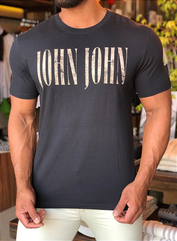 Camiseta Básica Marrom Escuro Logo Laranja - John John - Imperium Store