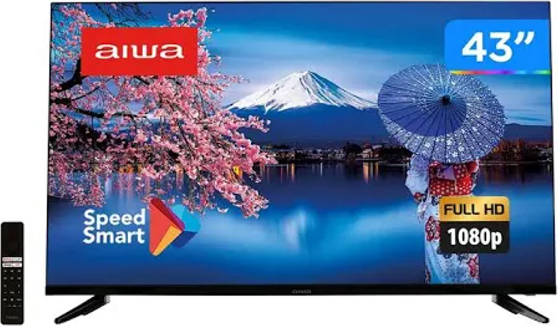 Smart TV 43 Full HD Bordas Ultrafina HDR10 AWS-TV-43-BL-01 - AIWA