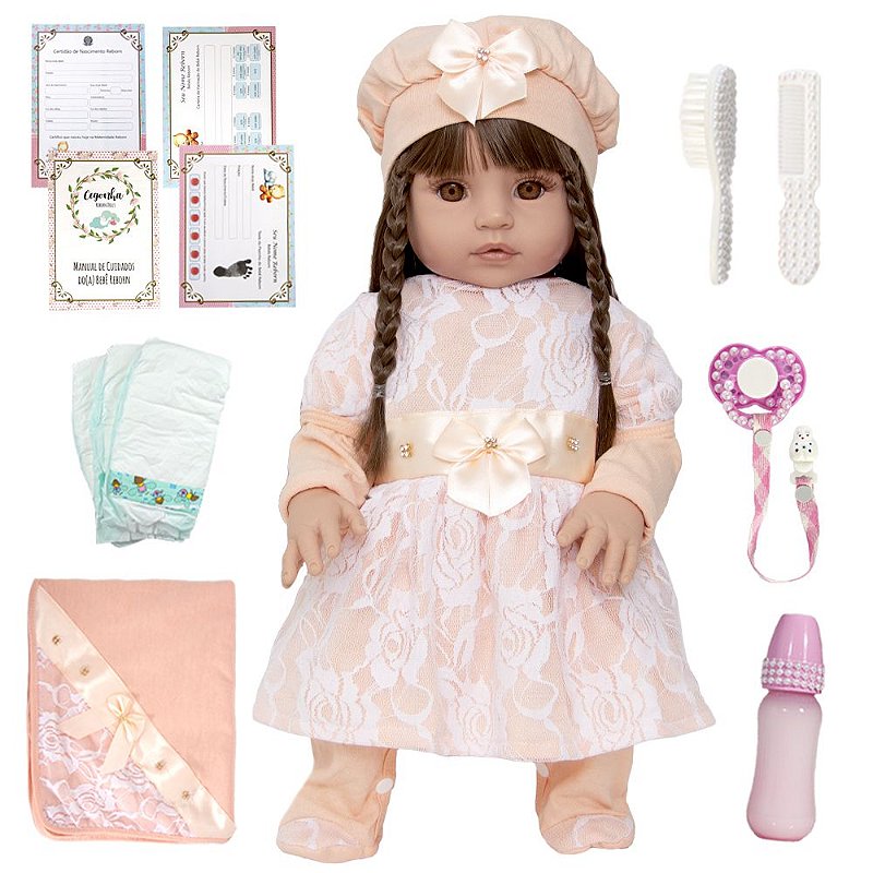 Castanha Pagao Boneca Bebe Reborn Silicone Menina 22 - Meu Xamego - Bonecas  - Magazine Luiza