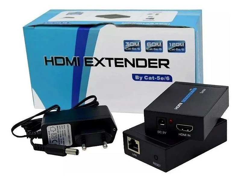 Extensor Hdmi 60 Metros X Rj45 Cat5 / Cat6 3d 1080p Bivolt - MB