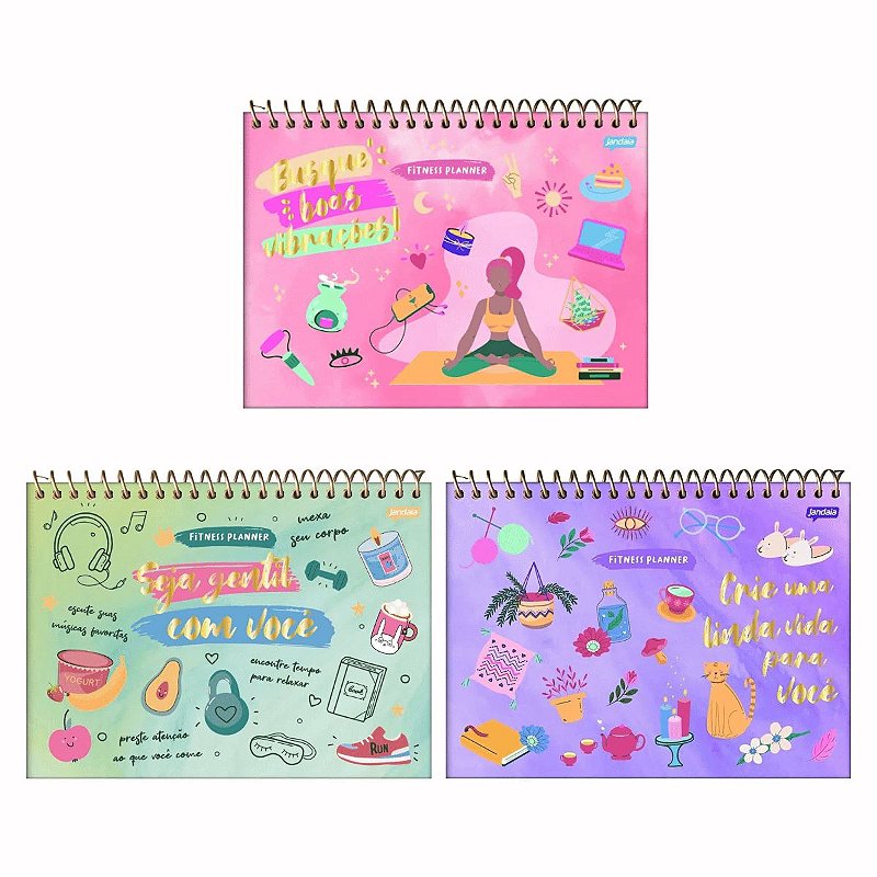 Planner Agenda Fitness 2023 Horizontal Feminino Jandaia Papelaria Roveda