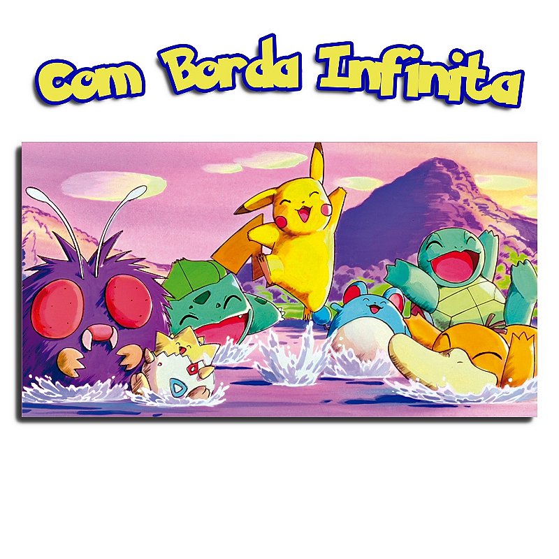 Placa Decorativa Pokemon Pikachu Fundo Preto MDF