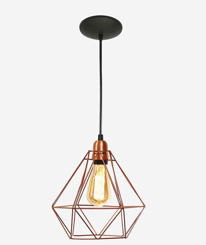 Pendente Aramado Diamante Cobre