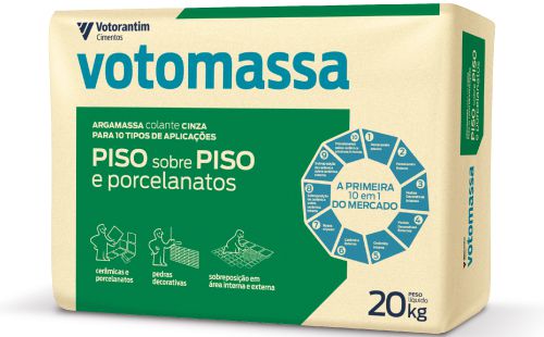 Argamassa Votomassa Piso sobre piso Porcelanatos Cinza 20kg