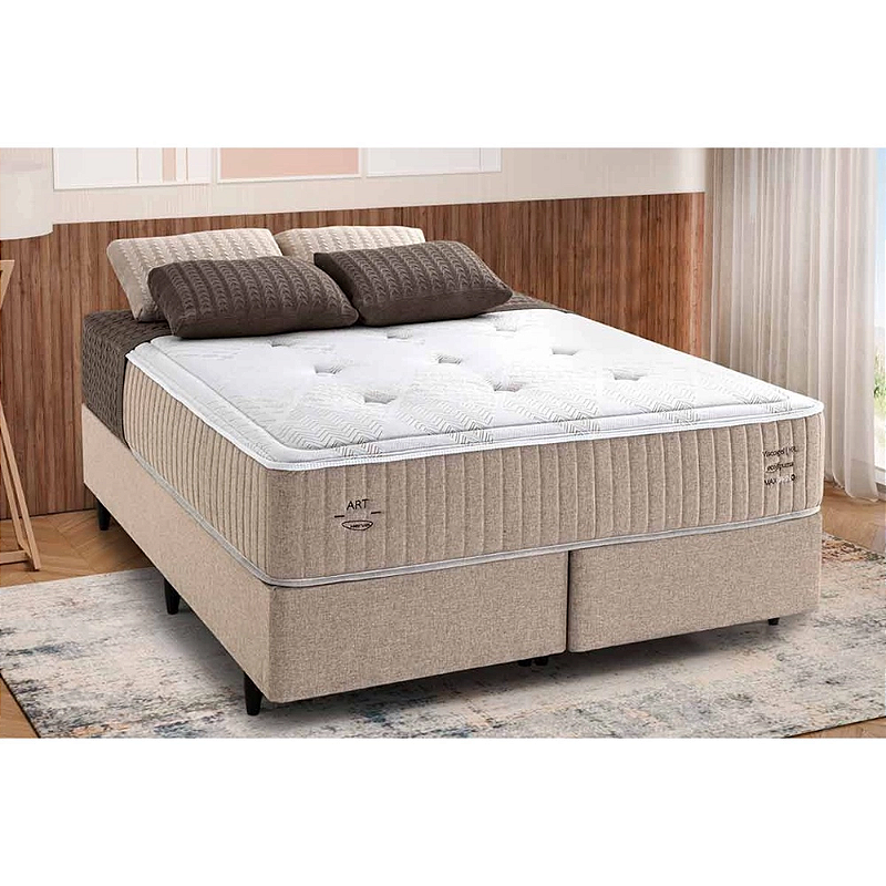 CONJUNTO: BOX + COLCHÃO HERVAL PLUTÃO C1631- MOLAS MAXPRING - KING