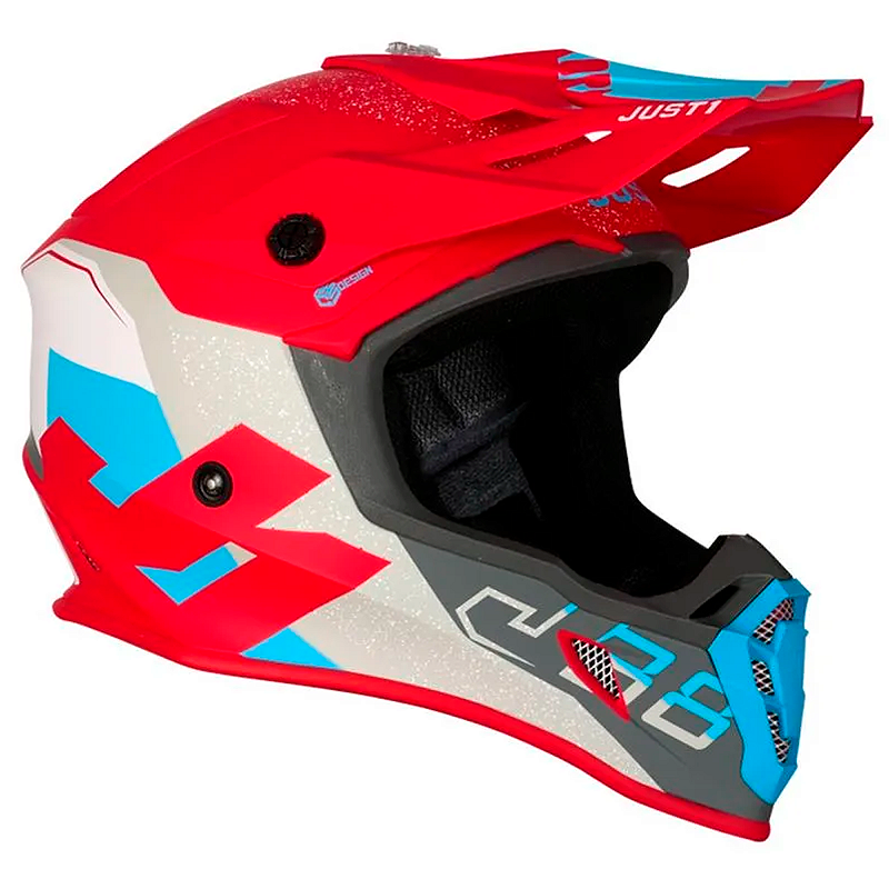 Capacete Just1 J38 Korner Vermelho/Cinza/Azul - Menta Motos - A