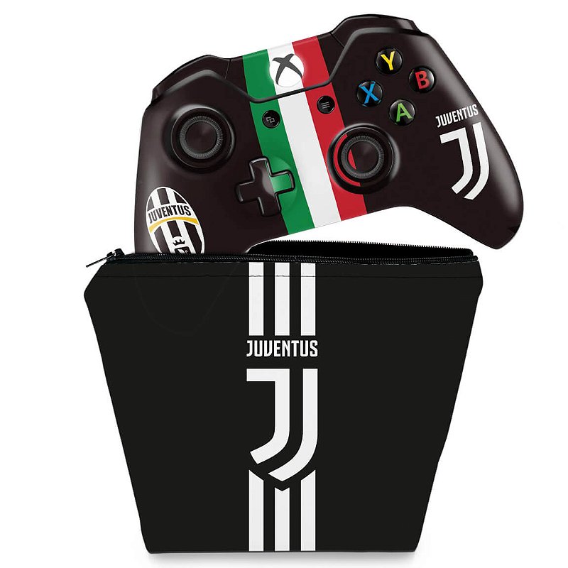 KIT Capa Case e Skin Xbox One Fat Controle Juventus Football Club Pop Arte Skins
