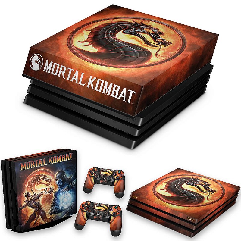 KIT PS4 Pro Skin e Capa Anti Poeira Mortal Kombat Pop Arte Skins