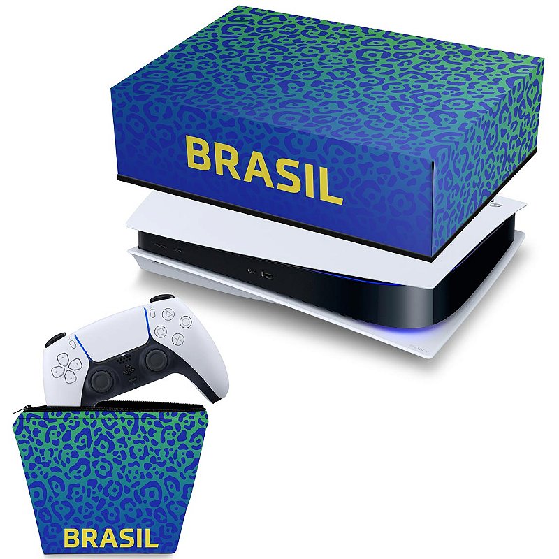 KIT PS5 Capa e Case Controle - Brasil - Pop Arte Skins