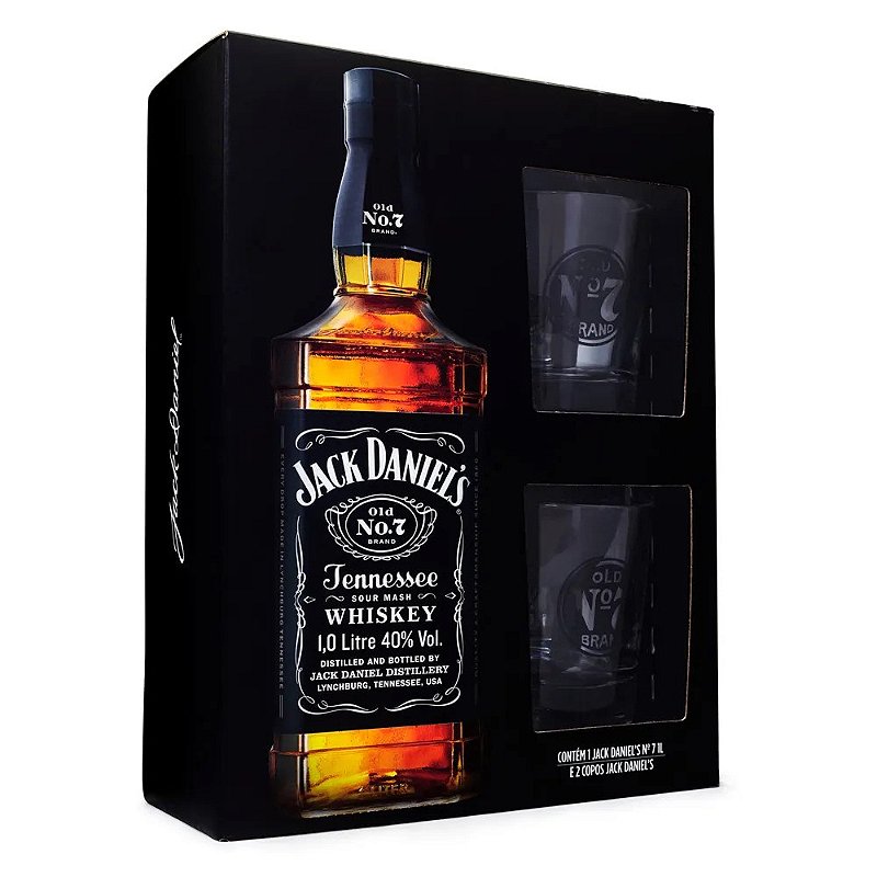 Kit Whisky Jack Daniels 1000ml com 2 copos - Adega Prime