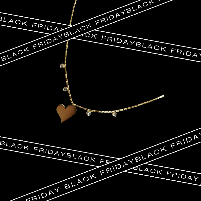 Colar de coração com zircônia