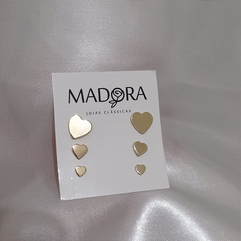 Brinco trio de coração