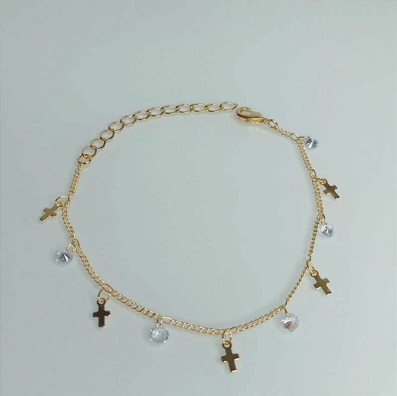 Pulseira de Cruz com Zircônia