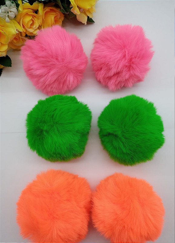 Pompom Redondo Cores Neon 8cm - Armarinho MVM