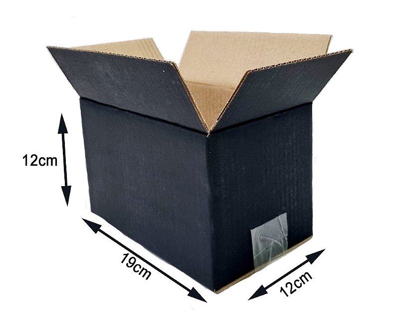 Caixa de Papelão Preta D3 19X12X12 Cm - 50 Unidades - CASA DO PAPELÃO