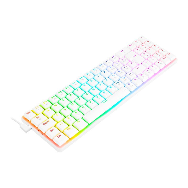 Teclado Mecanico Gamer Redragon Ashe, RGB, Switch Blue, Branco