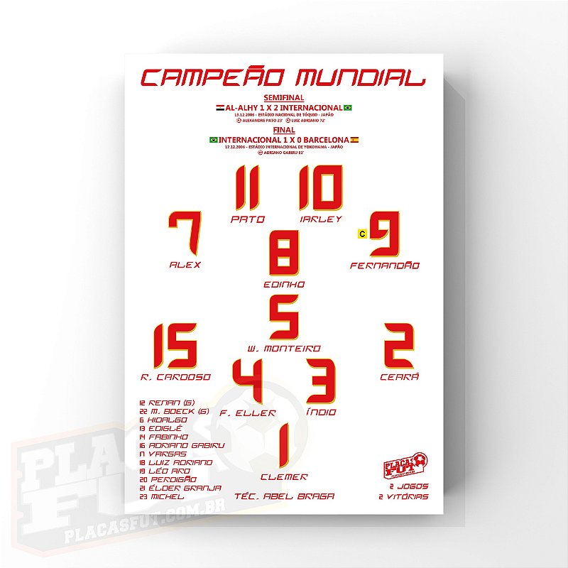 Quadro Escalação Final Campeão Mundial 2000 - PlacasFUT