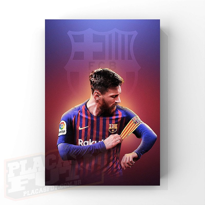 Quadro Messi Barcelona 10 & Faixa - PlacasFUT - Itens Decorativos