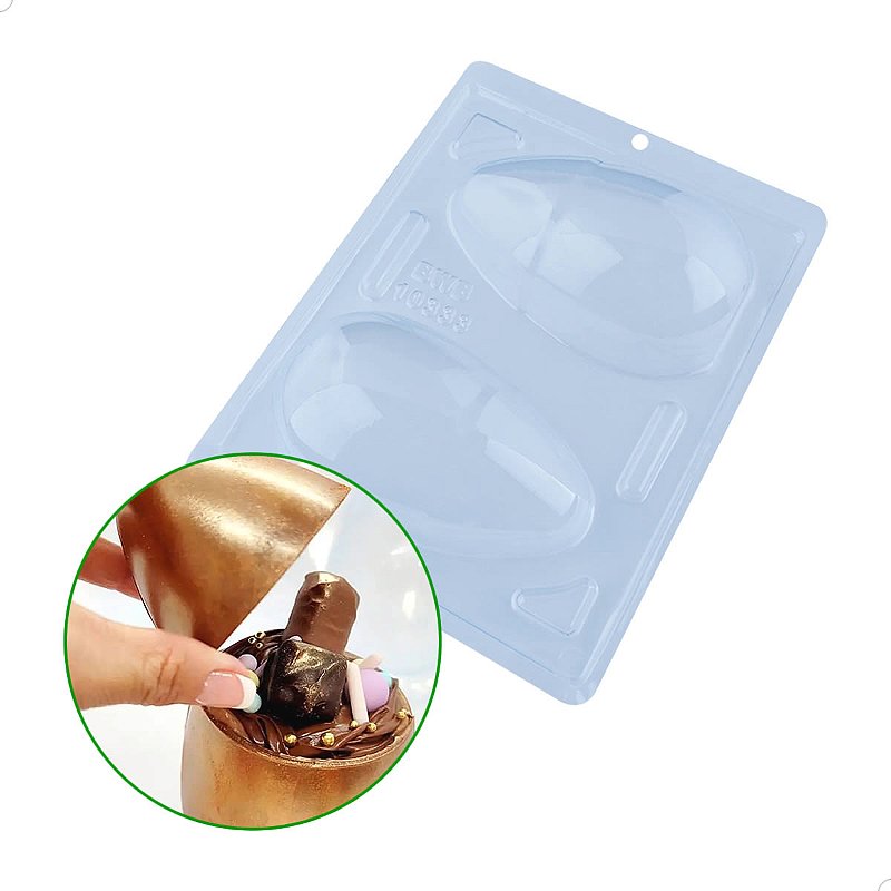Forma Para Chocolate Ovo De Páscoa 100g - BWB Ovo Liso Com 2 Cavidades