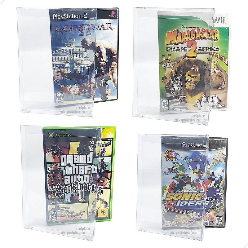 Caixa Protetora para DVD, Playstation 2, Gamecube, Xbox 360, Wii
