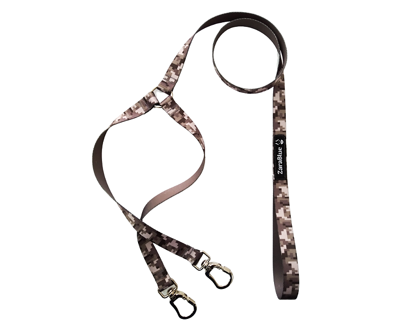 Guia Dupla para passeio Cachorro Camuflado ZaraBlue