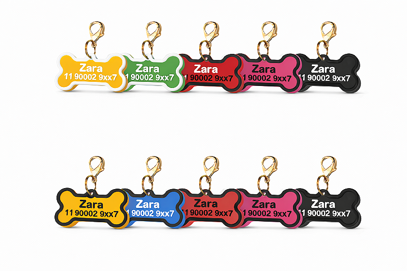 Plaquinha Identificação Pet Personalizada Nome Gravado 3D Cachorro Gato Osso PLA Resistente