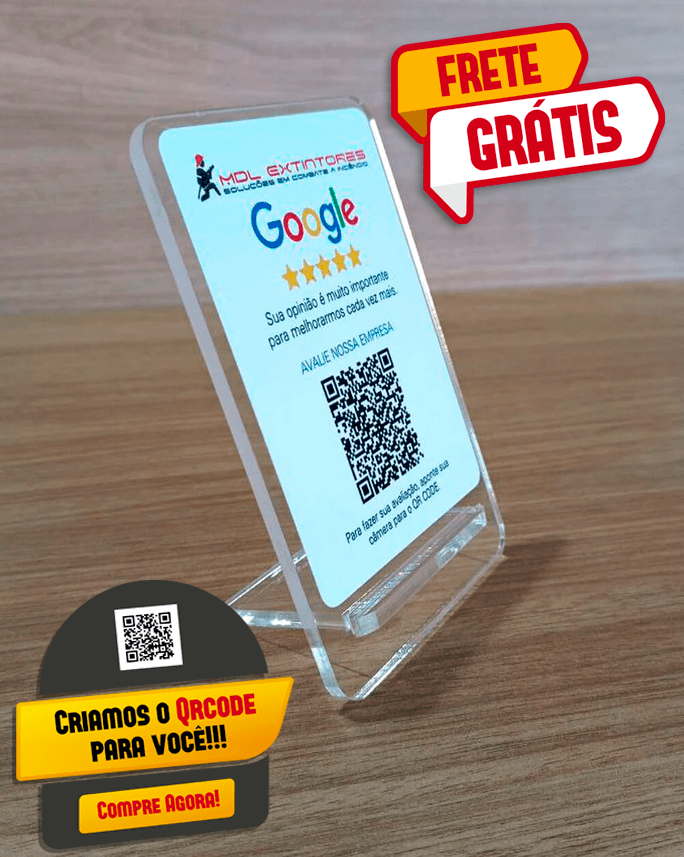 Placa QR CODE Para Avaliação no Google Em Acrílico