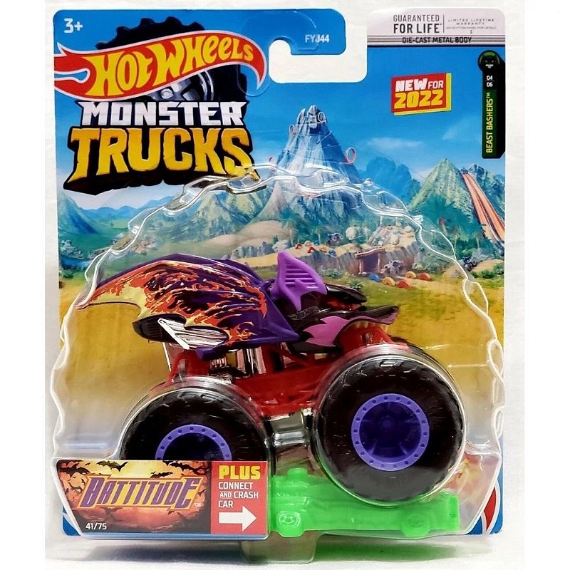Monster Trucks Hot Wheels Roda-Livre Escala 1:64 - Battitude - Apteryx  Brinquedos