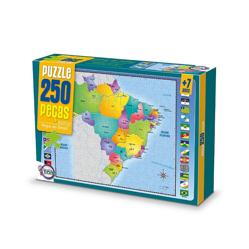 Puzzle Mapa do Brasil 250 Peças Toia Brinquedos