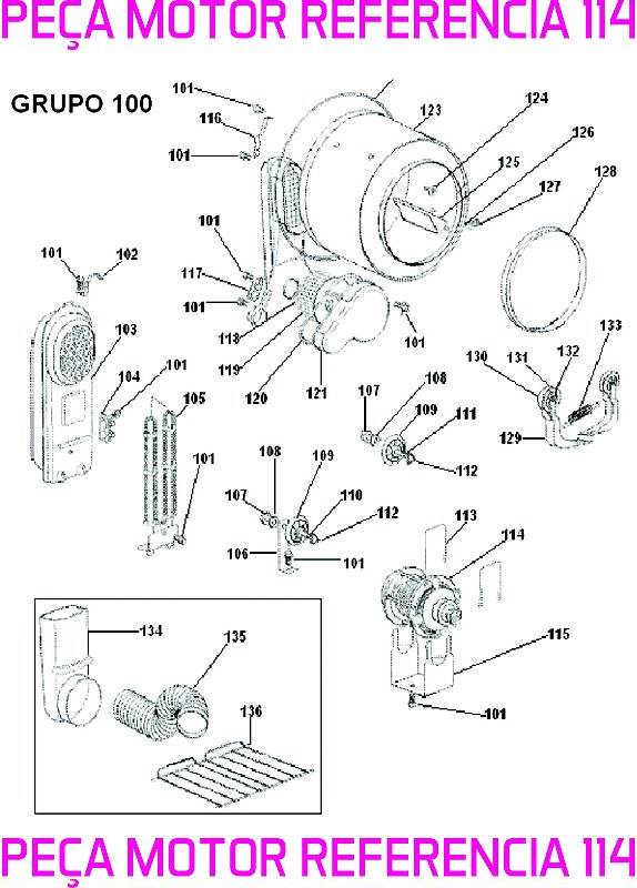 Motor para Secadora de Roupa 220-240 Volts BSI10 BSI24 BSR10