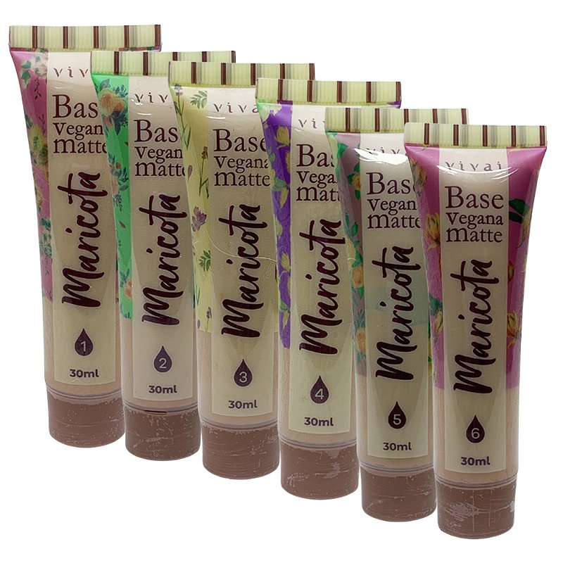 Base Líquida Matte Vegana Maricota Cores Claras Vívai 1030.4.1 - Kit c/ 06 unid no Atacado para Revenda