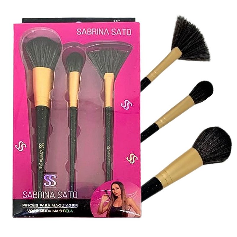 Kit com 03 Pincel para maquiagem Sabrina Sato SP108 no Atacado para Revenda