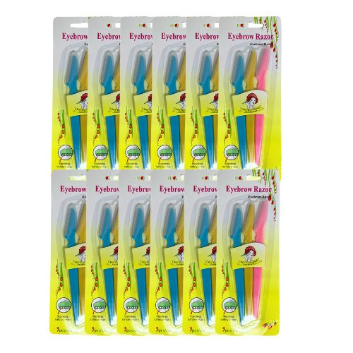 Kit com 03 Navalhas para Sobrancelha - Pcte c/ 12 unid no Atacado para Revenda