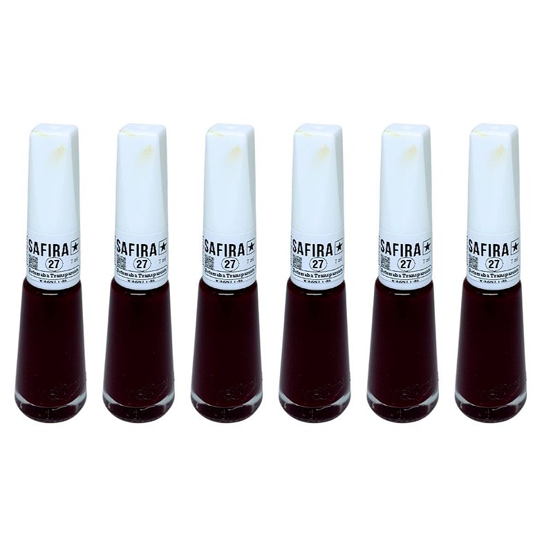 Esmalte Beterreba Transparente N° 27 Safira - Kit c/ 06 unid no Atacado para Revenda