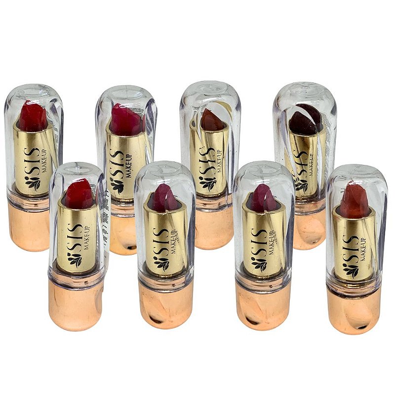 Batom Bastão Gold Isis Make-Up IS1038 - Kit c/ 08 unid no Atacado para Revenda