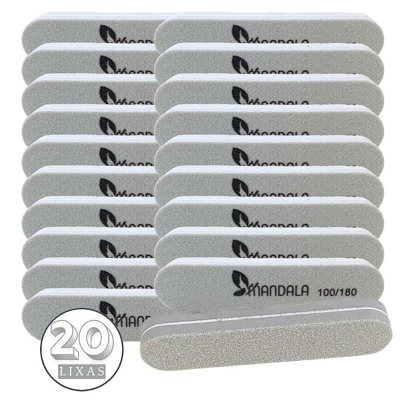 Mini Lixa para Unha 100/180 Mandala MM4124 - Pcte c/ 20 unid no Atacado para Revenda