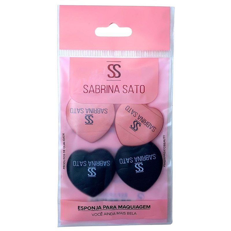 Kit com 04 Mini Esponja para Pó Coração Sabrina Sato SP2080 no Atacado para Revenda