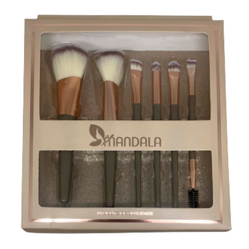 Kit com 06 Pincel de Maquiagem Mandala MM1101 no Atacado para Revenda