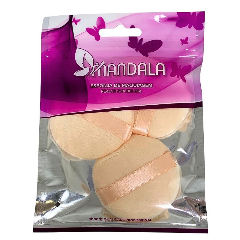 Kit com 03 Esponja para Pó Mandala MM038 no Atacado para Revenda