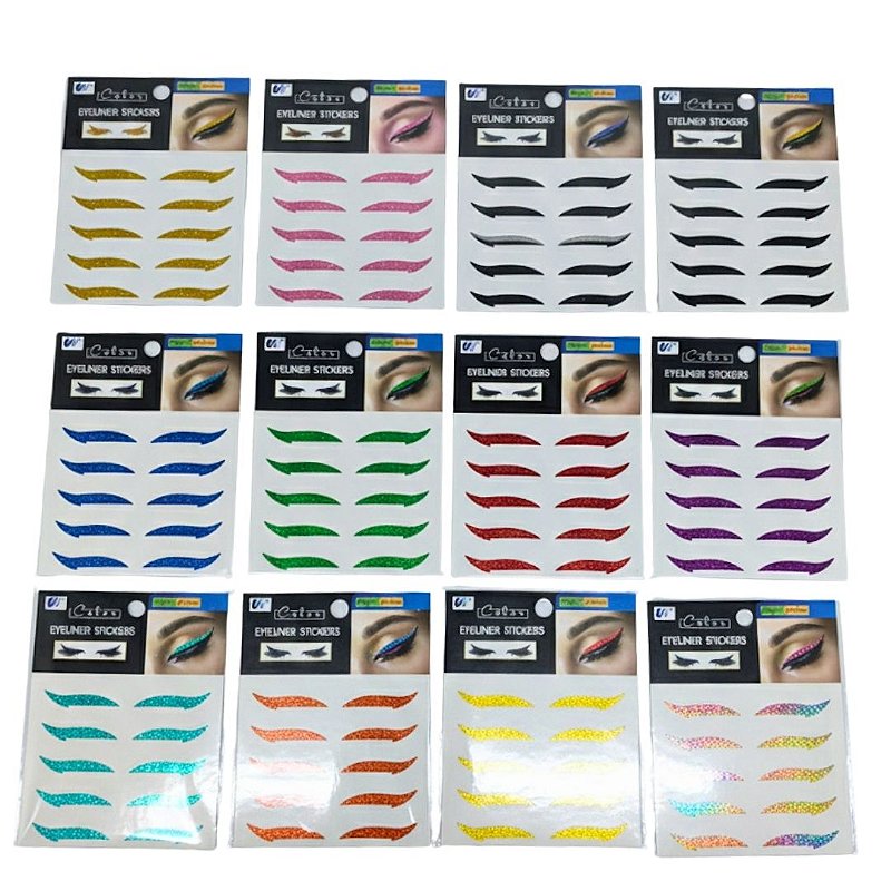 Delineador Adesivo Color Eyeliner Stickers - Pcte c/ 12 unid no Atacado para Revenda