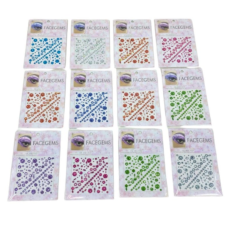 Adesivo Joia Strass Facegems MEY24935-TZ / NY-013 - Pcte c/ 12 unid no Atacado para Revenda