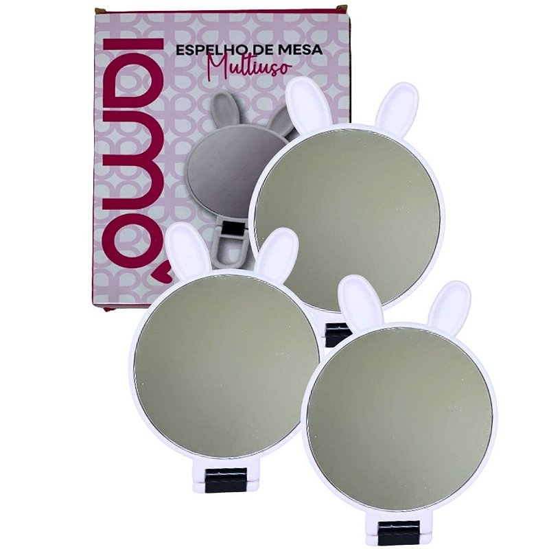 Espelho de Mesa Articulável Redondo com Orelhinhas Iamo YS43576 - Kit c/ 03 unid no Atacado para Revenda