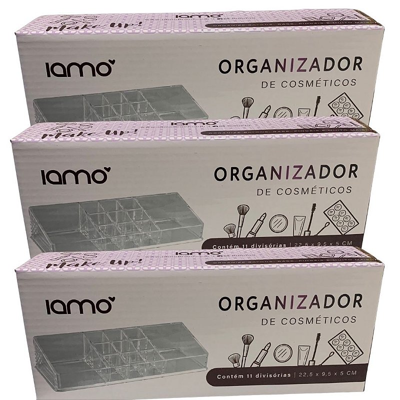 Organizador de Cosméticos Médio Iamo YS43082 - Kit c/ 03 unid no Atacado para Revenda