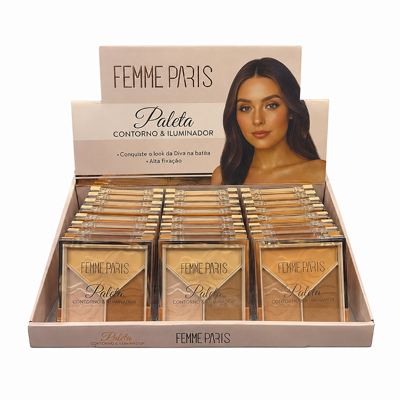Paleta De Contorno E Iluminador Femme Paris FR615 no Atacado para Revenda