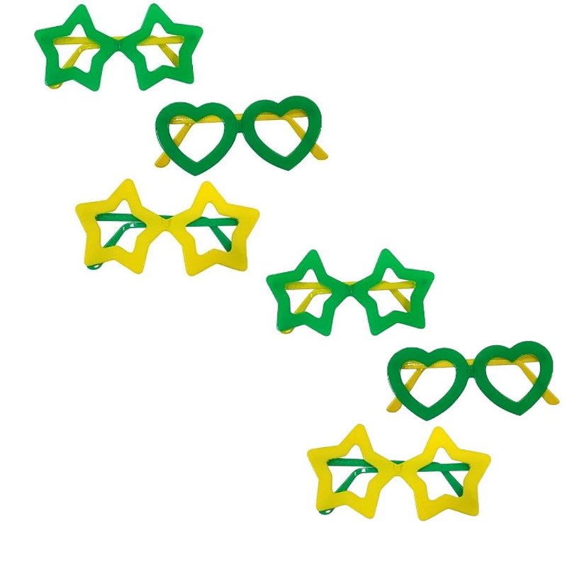 Oculos Verde E Amarelo Copa - Kit C/ 06 Unid no Atacado para Revenda