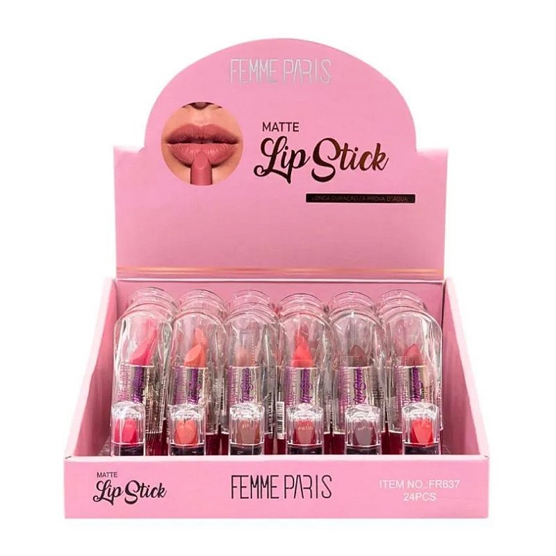 Batom Bastão Matte Lip Stick Femme Paris FR637 no Atacado para Revenda