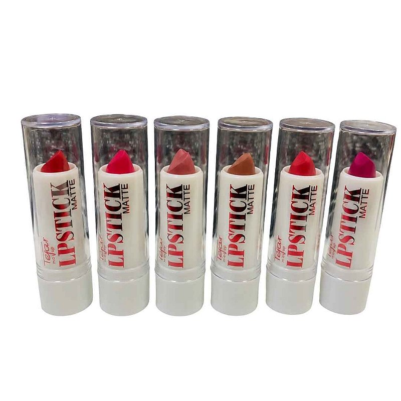 Batom Matte Lip Stick Tejar Makeup 1438 Kit c/ 06unid no Atacado para Revenda