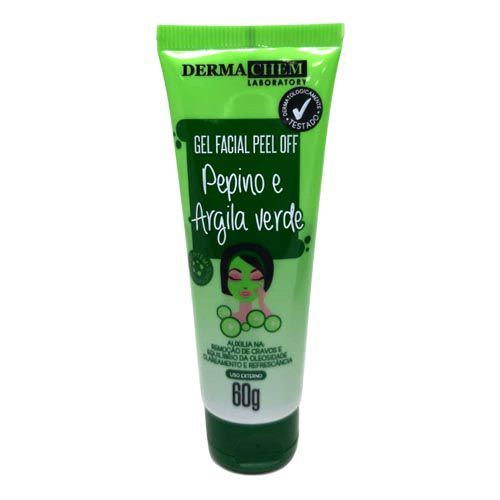 Gel Facial Peel Off Argila Verde e Pepino Dermachem Virtual Make