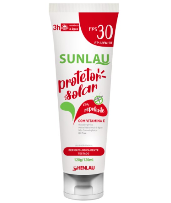 PROTETOR SOLAR COM REPELENTE CONTRA INSETOS FPS 30 SUNLAU 120GR