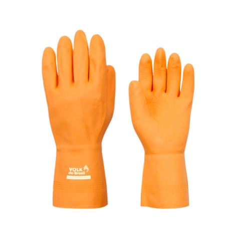 LUVA LATEX LARANJA REFORÇADA VOLK